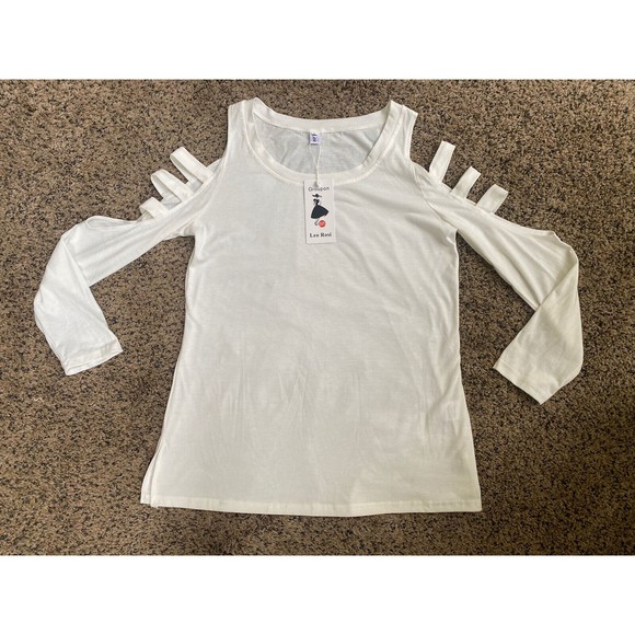 *NEW W/TAG* Leo Rosi long sleeve cold shoulder slit top size S - Picture 3 of 8